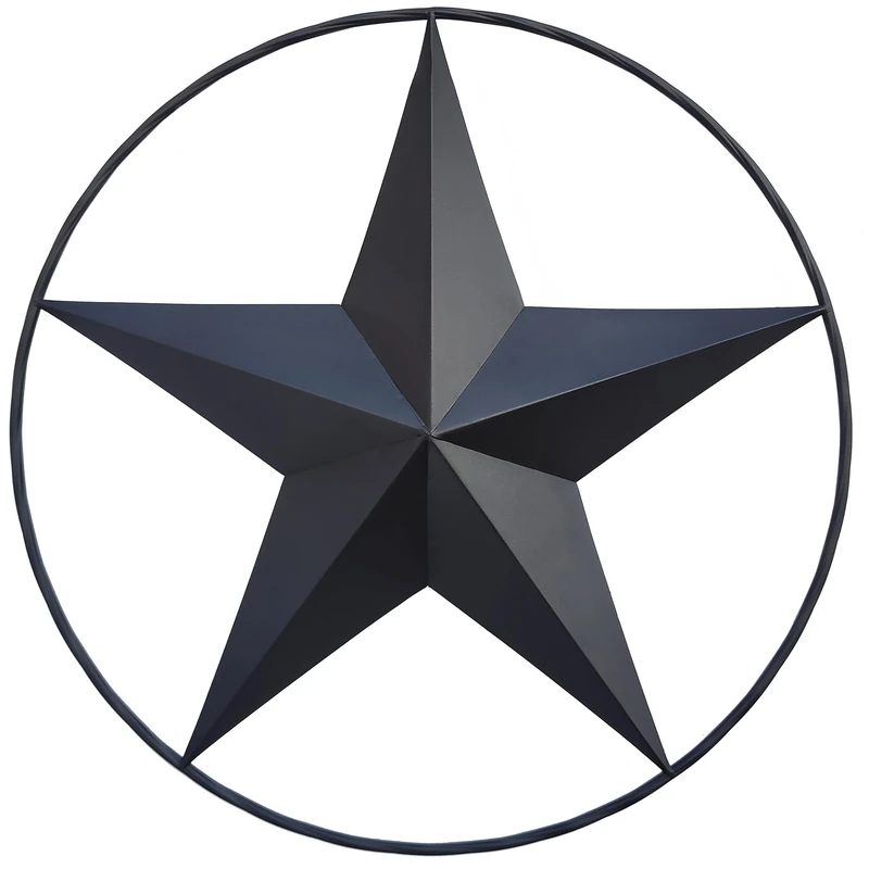 JoyEvy 24.5" Black Large Barn Star Wall Decor-Americana Exterior House Decor-Metal Star for Outside Texas Stars Art Rustic Vintage Western Country Home Farmhouse Wall Decoration