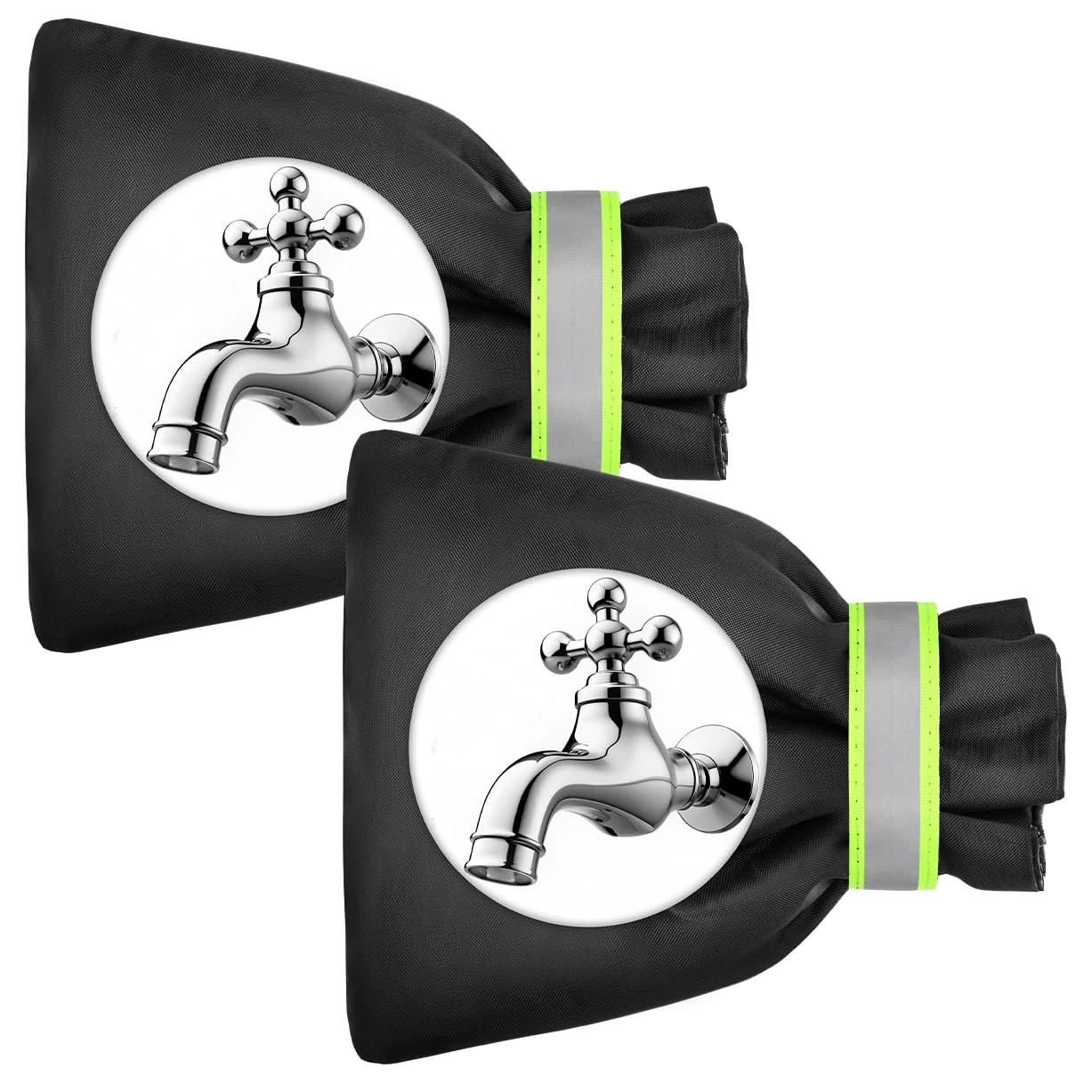 Outside Tap Covers 2Pcs, Shield Your Outdoor Tap from Freezing and Bursting with Our Durable Insulated Tap Cover Featuring a Reflective Strip, Waterproof Design, and Thickened Thermal Jacket