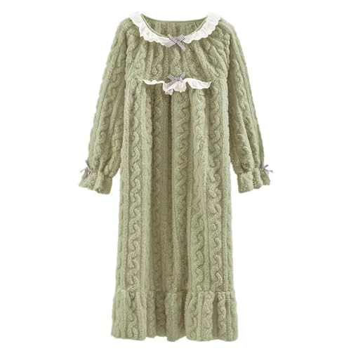 TONZN Nightgown for women autumn and winter coral velvet thickened flannel long-sleeved women's loose large size winter home wear (1 4XL) - Image 1