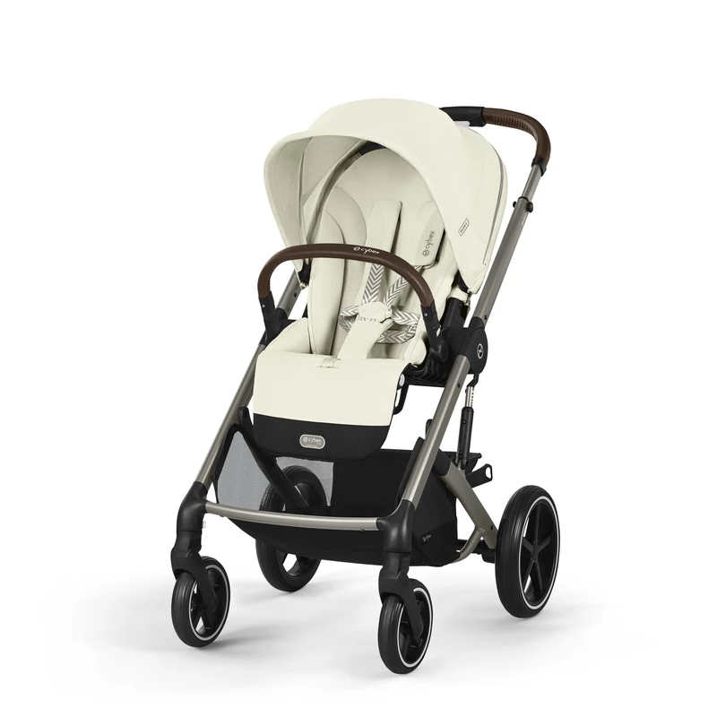 CYBEX Gold Balios S Lux Pushchair, Ergonomic Lying Position, One-Hand Harness System, from Birth to 22 kg (Approx. 4 Years), Seashell Beige
