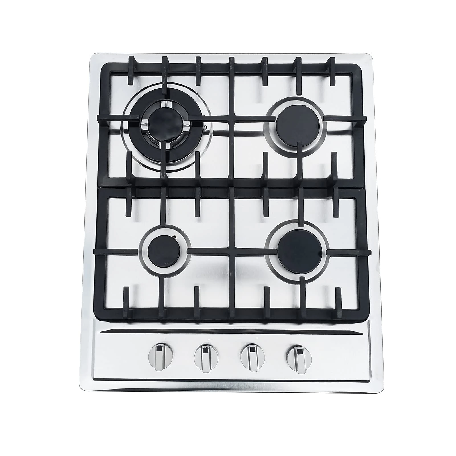 4 Burners Kitchen Built-In Gas Hob Cooker Stainless Steel Stove Top Cooktop Cooking Ng Lpg Built In Four Burner Silver 4-Burners for domestic or commercial cooking in homes or restaurants 59×51cm