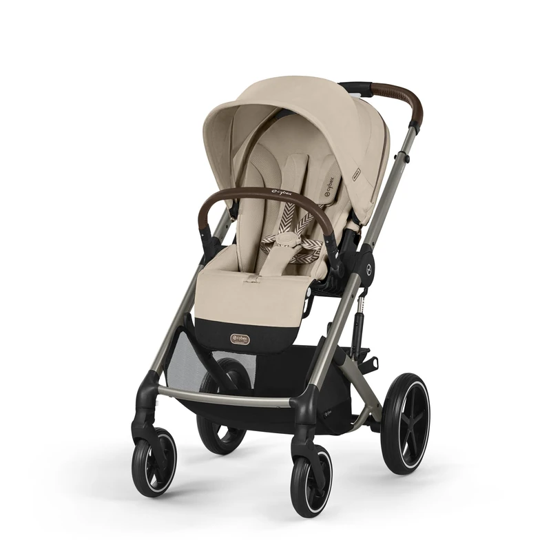 CYBEX Gold Balios S Lux Pushchair, Ergonomic Lying Position, One-Hand Harness System, from Birth to 22 kg (Approx. 4 Years), Almond Beige