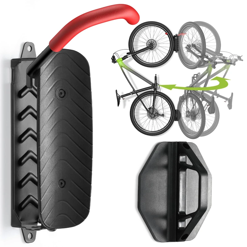 Housolution Swivel Bike Wall Mount [1 Pack], 150° Swivel Holds up to 66lbs Vertical Bike Rack Wall Hanger, Bike Hangers for Garage, Mountain Bike Wall Mounts, Bicyckle Storage Rack for Garage