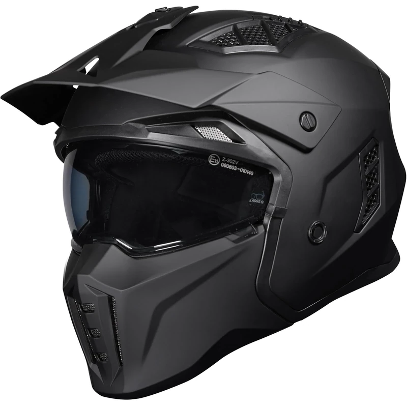 Black Street Fighter Open Face Motorcycle Helmet L Matt Black