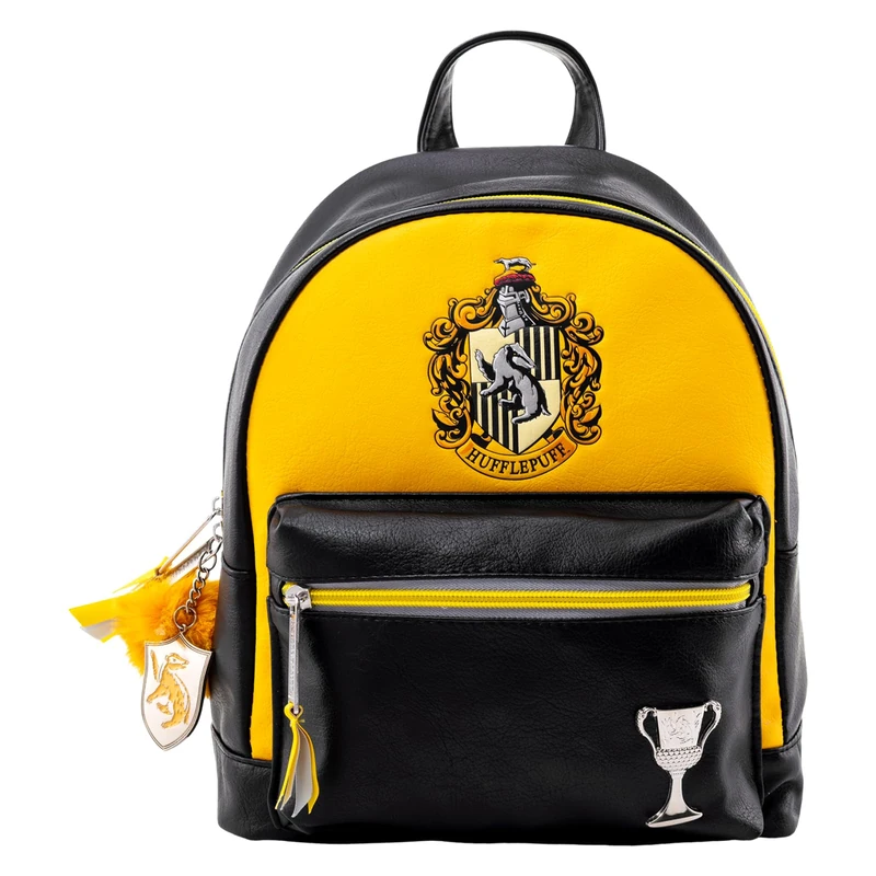 Pyramid International Harry Potter, GRYFFINDOR, HUFFLEPUFF, RAVENCLAW & Dark Arts Fashion Backpack - Luxury Faux Leather, Unique Lining, Matching Zipper Accessory, Inner & Outer Pockets, Bold & Edgy