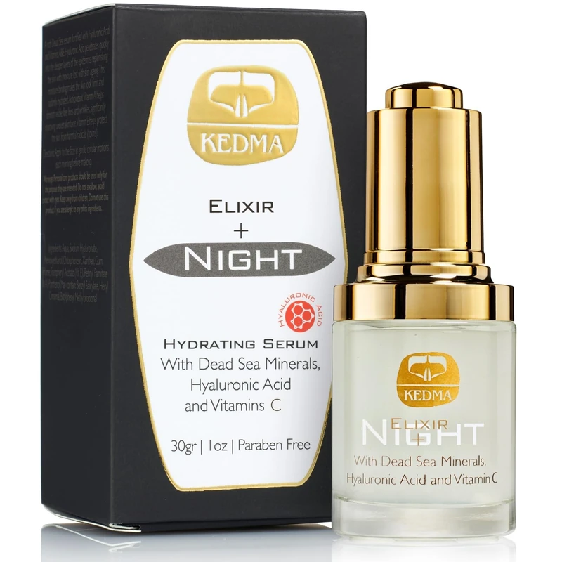 Kedma - Night Serum Elixir Enriched with Hyaluronic Acid and Vitamin C - Hydrating and Regenerating - 30g