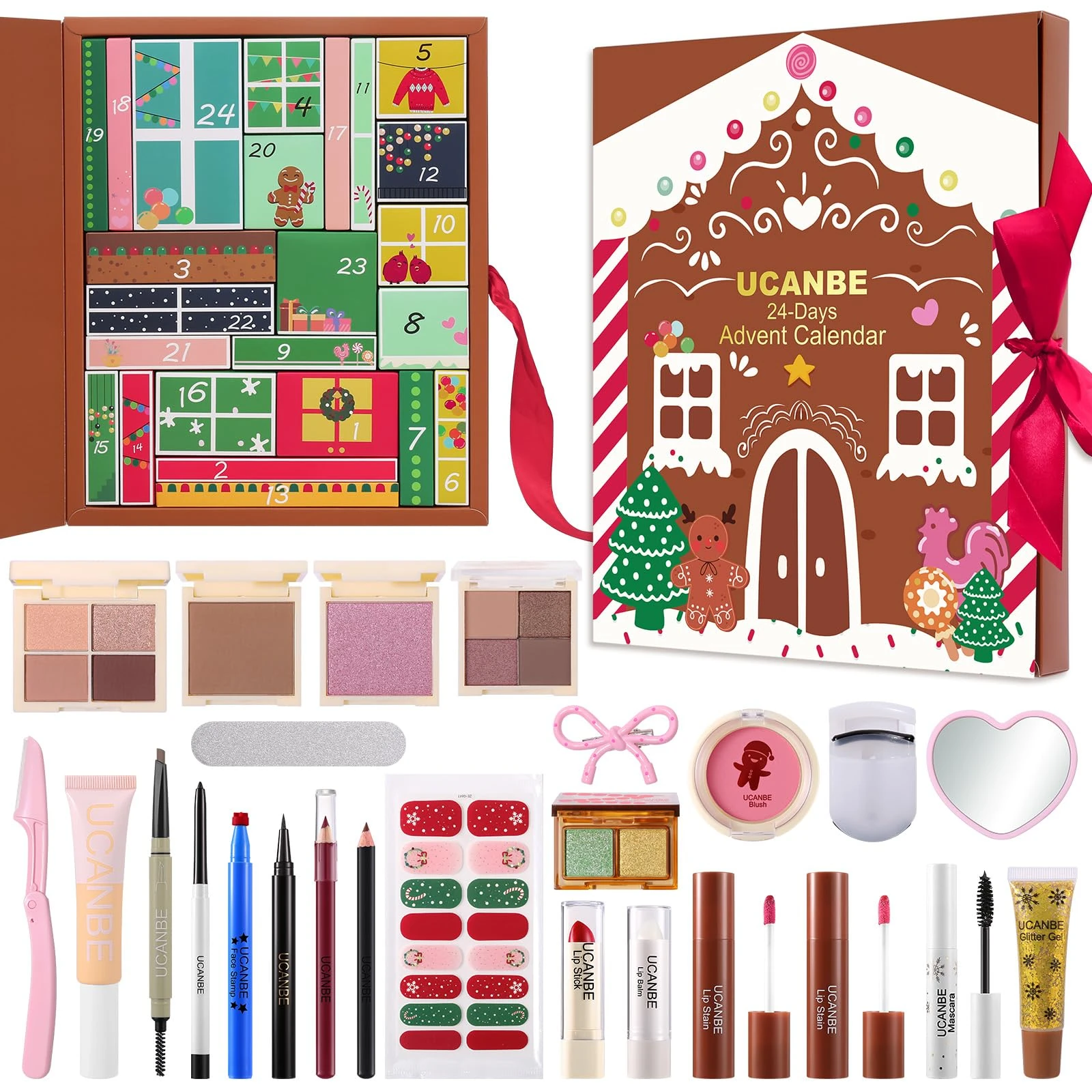 Makeup Advent Calendar 2025, 24 Days Christmas Makeup Sets Gift For Women, UCANBE 2025 Xmas Countdown Calendar Full Makeup Kits Beauty Makeup & Cosmetic For Teens, Girls Gift
