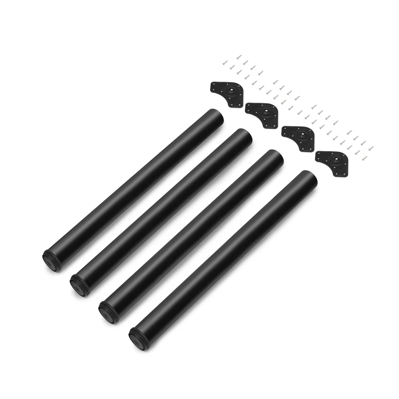 Emuca - Adjustable table legs Ø60x830mm, set of 4 steel table legs, height adjustment 830-850mm, Black