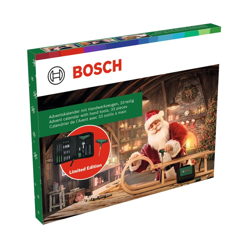 Bosch Hand Tool Advent Calendar 2024, 33-Piece (Tool Set with Bit Ratchet Screwdriver T-Handle, Precision Screwdrivers; Bit Screwdriver Stubby; Accessories; Corkscrew; Storage Bag) - Image 1