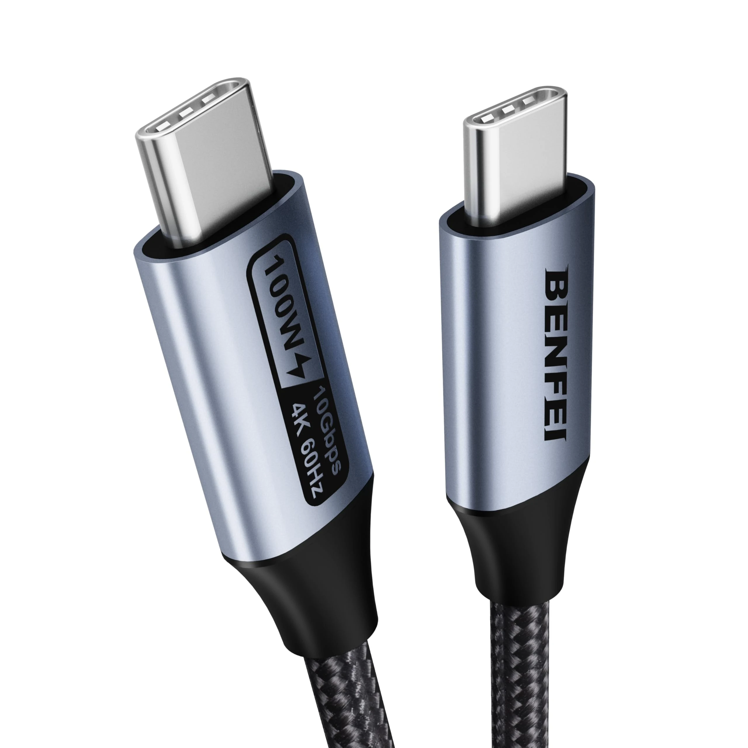 BENFEI USB C to USB C Monitor Cable(4K@120Hz), 100W PD Fast Charge, 10Gbps Data Transfer, 0.9 Meter Tangle-Free Silicone USB-C Cable [Aluminum Shell, Woven Design]