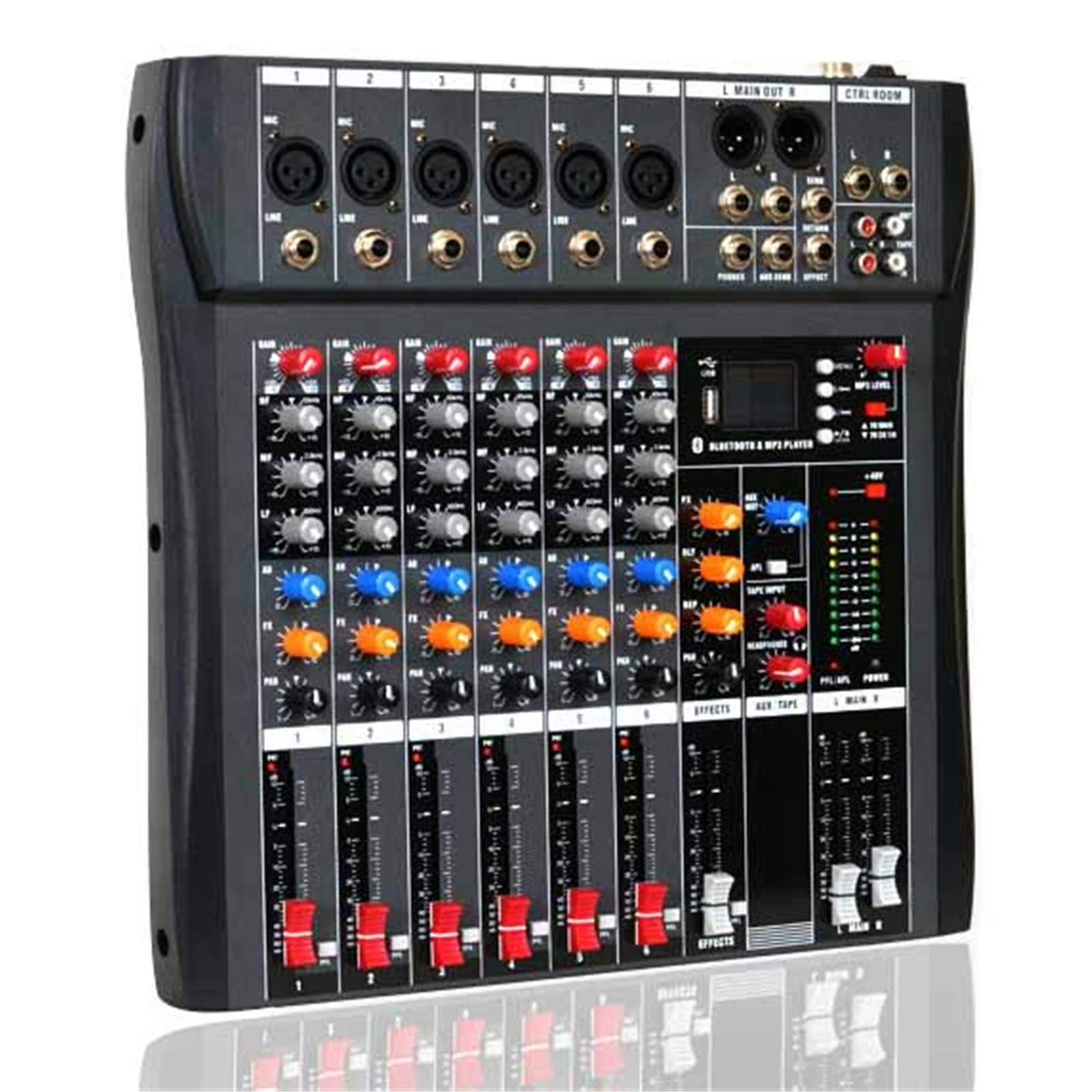 CLLBANT Studio Mixing Desks Professional Audio Mixer Sound Board - 6 Channel Digital Bluetooth USB Computer Compatible Input DJ Controller Digital Audio Mixer