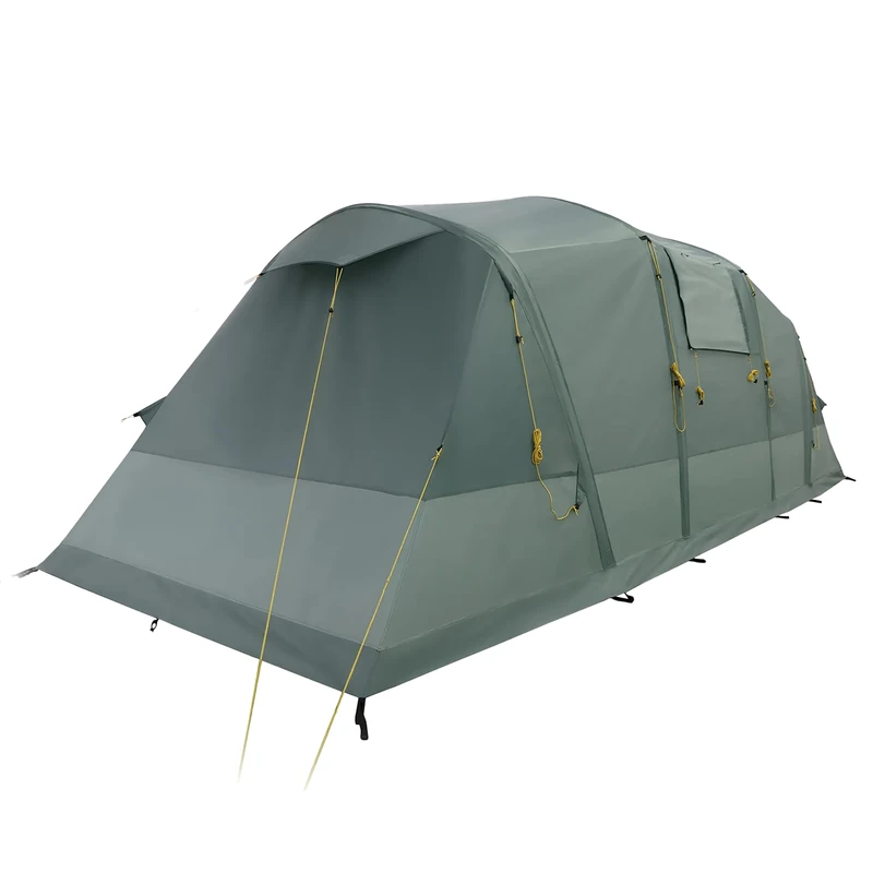 KADVA Aircamp Camping Tent 6.33 People with Pump Tunnel Construction 590 x 205 x 195 cm Waterproof 3000 mm Spacious Canopy Over Entrance Large Sleeping Area Colour Green