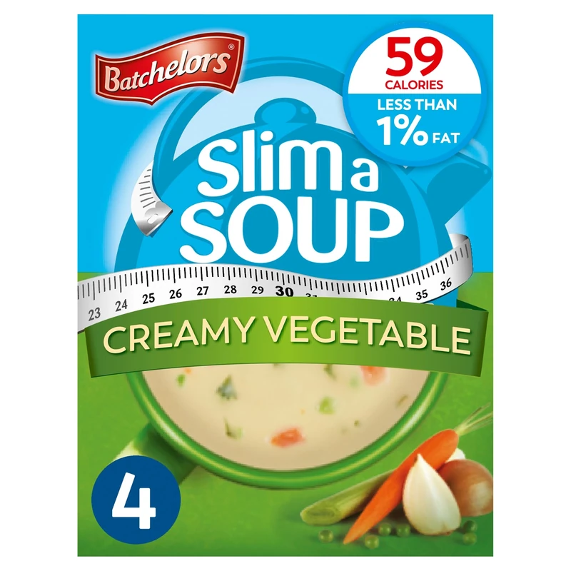 Batchelors Slim a Soup Cream of Vegetable Instant Soup, Low Fat, 4 Sachets Per 59 g (Pack of 1)