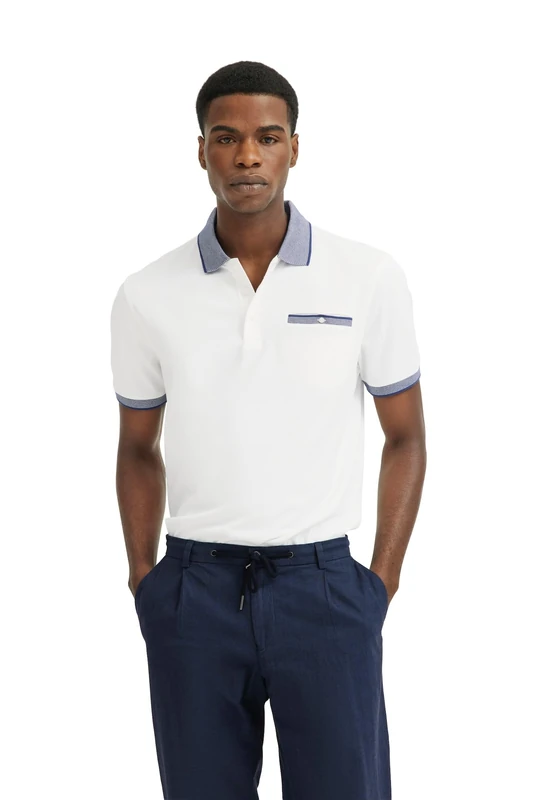 bugatti Men's Polo Short Sleeve Modern Elegant Cotton Classic Comfortable Summer Casual, 10-White, S