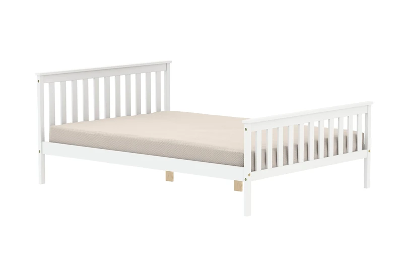 Birlea Double Bed Frame & Mattress White Wood Sleepsoul Cambridge 4FT6