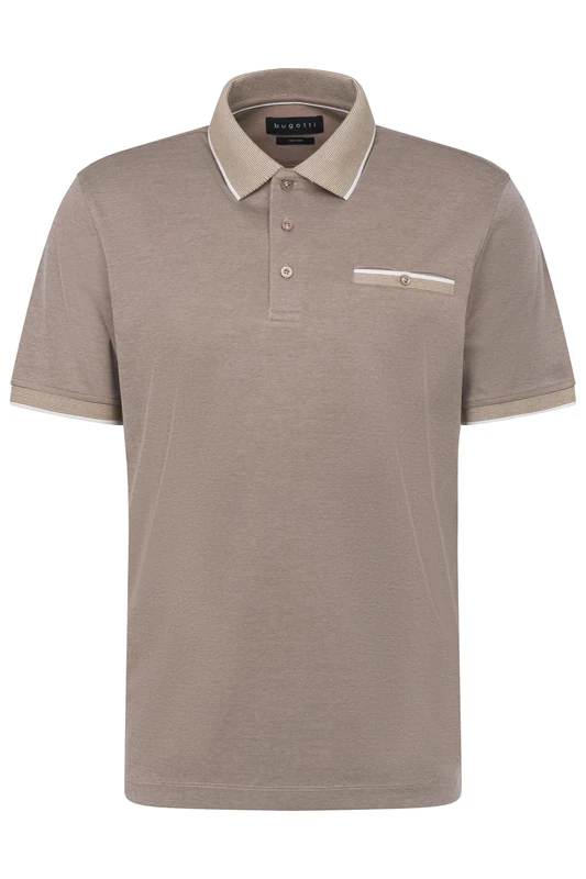 bugatti Men's Polo Shirt Chest Pocket Short Sleeve Modern Fit, 70 cm-Cognac, S