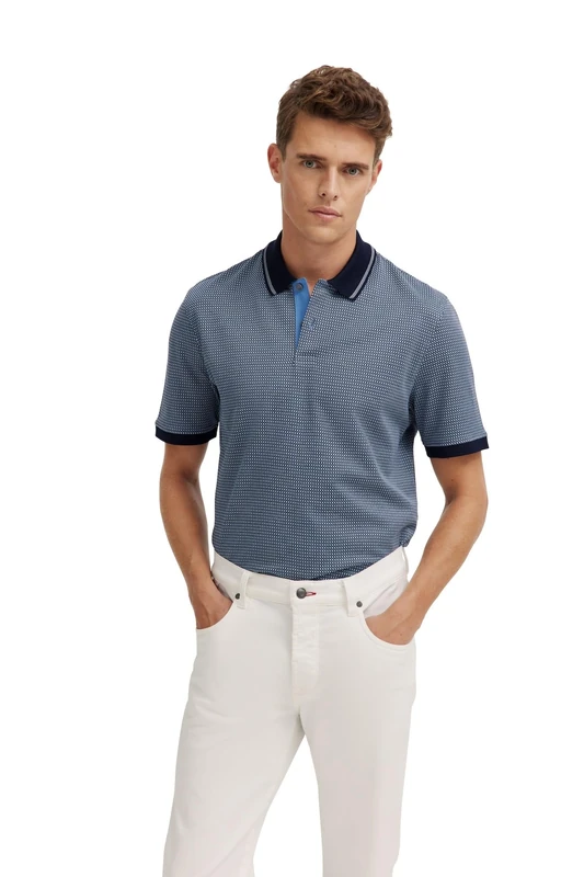 bugatti Men's Polo Shirt, 340-Blue-Grey, M