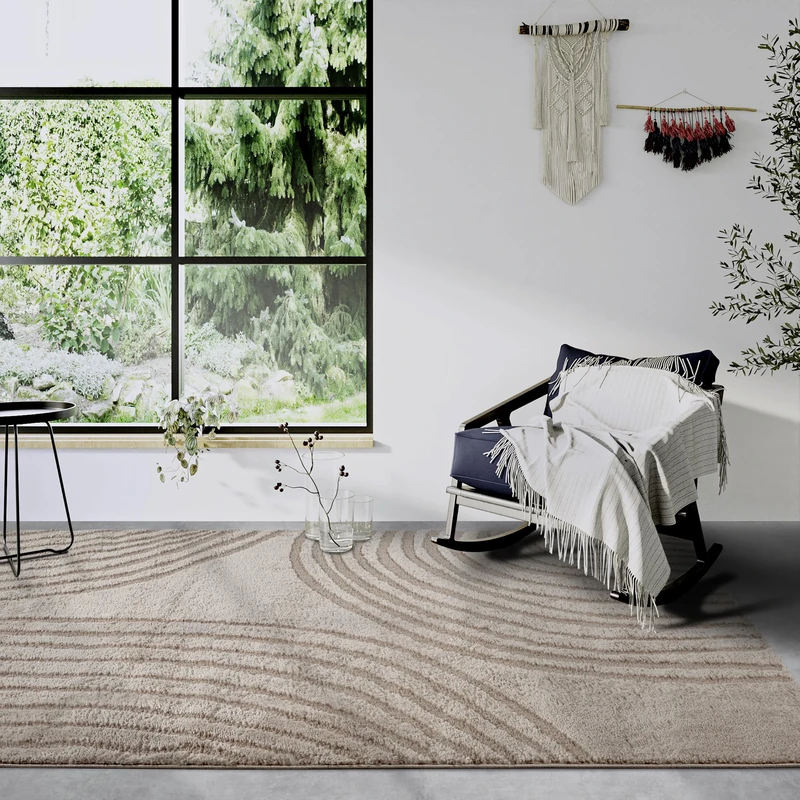 Elle Decor ation High Pile Pigment Rug - Modern Living Room Rug, Long Pile Shaggy, Modern Pattern, Fluffy Soft Boho for Living Room, Bedroom - Beige, 160 x 235 cm
