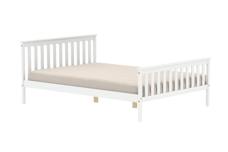 Birlea Small Double Bed Frame & Mattress White Wood Sleepsoul Cambridge 4FT