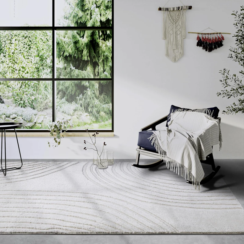 Elle Decor ation High Pile Pigment Rug - Modern Living Room Rug, Long Pile Shaggy, Modern Pattern, Fluffy Soft Boho for Living Room, Bedroom - Cream White, 120 x 170 cm