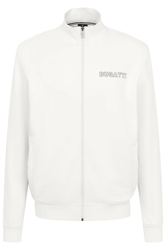 bugatti Men's Sweatshirt Zip Stand-Up Collar Long Sleeve, 20-Ecru, 3XL