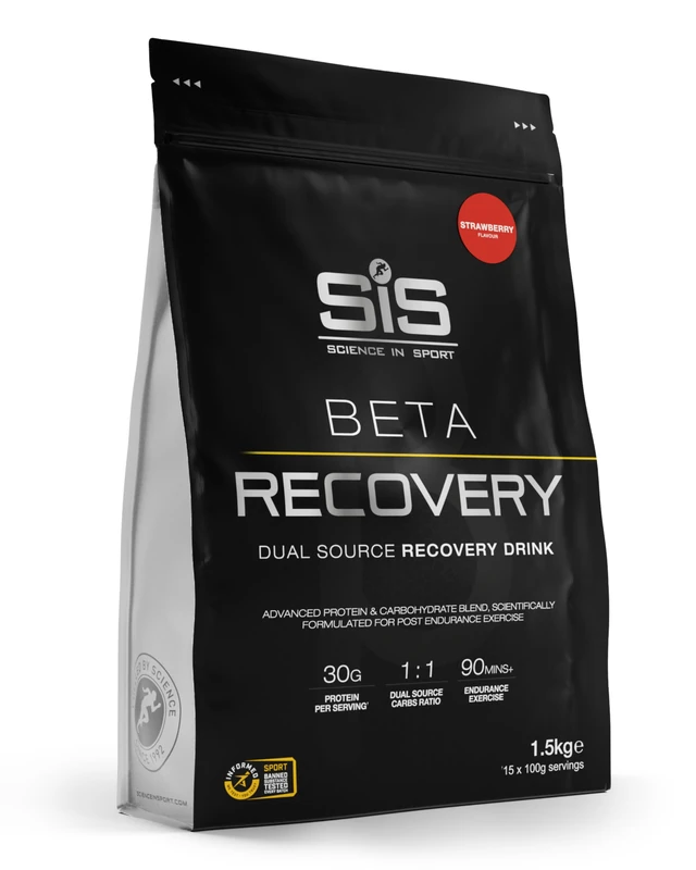 Science in Sport BETA Recovery Dual Source Recovery Drink | Strawberry Protein Powder - Advanced Carbohydrate & Whey Protein Blend for Post-Endurance Exercise |30g Protein per Serving, 1.5kg