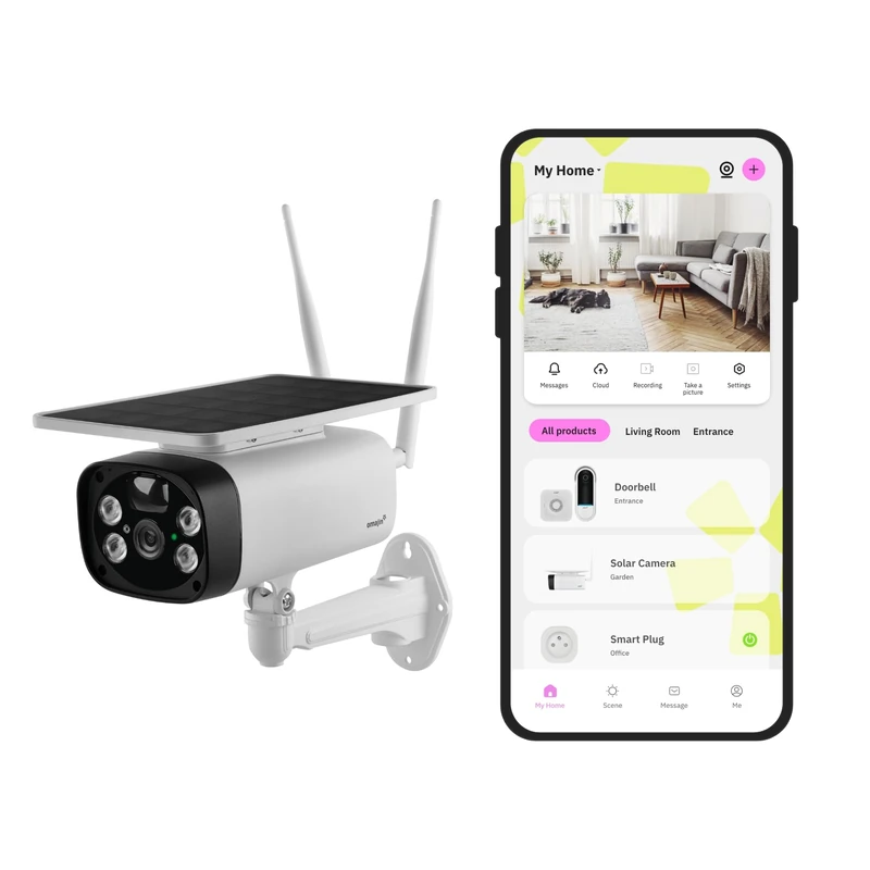 OMAJIN by Netatmo, Wireless Outdoor Solar Camera, Battery Operated, 1080P HD Night Vision, 105dB Siren, People/Movement/Sound Detection, Two-Way Audio, SD/Cloud Storage, IP55, OSC-01