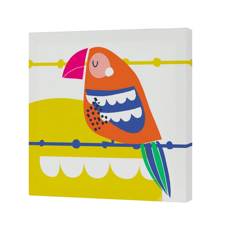 HappyFriday Moshi Moshi Pretty Parrots Canvas Multicolor 27 x 27 cm - Image 1