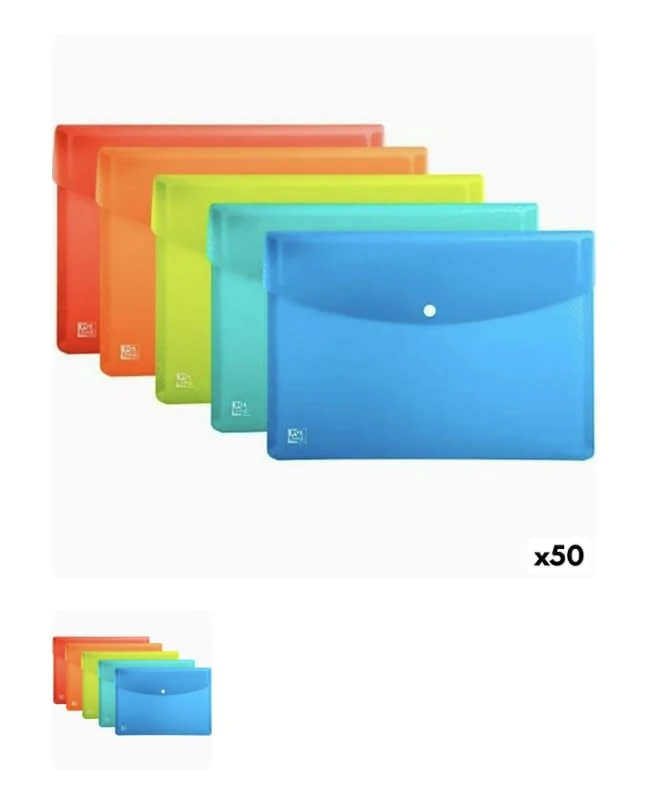 Oxford Urban A4 Polypropylene Multicolour Folder (Pack of 50)