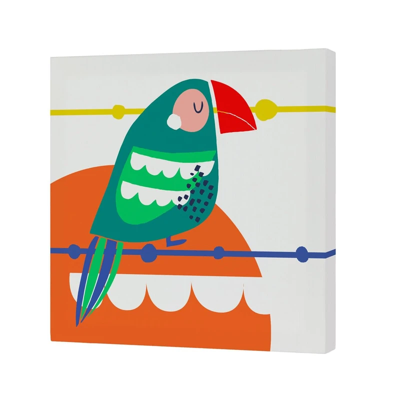 HappyFriday Moshi Moshi Pretty Parrots Canvas Multicolor 27 x 27 cm - Image 1