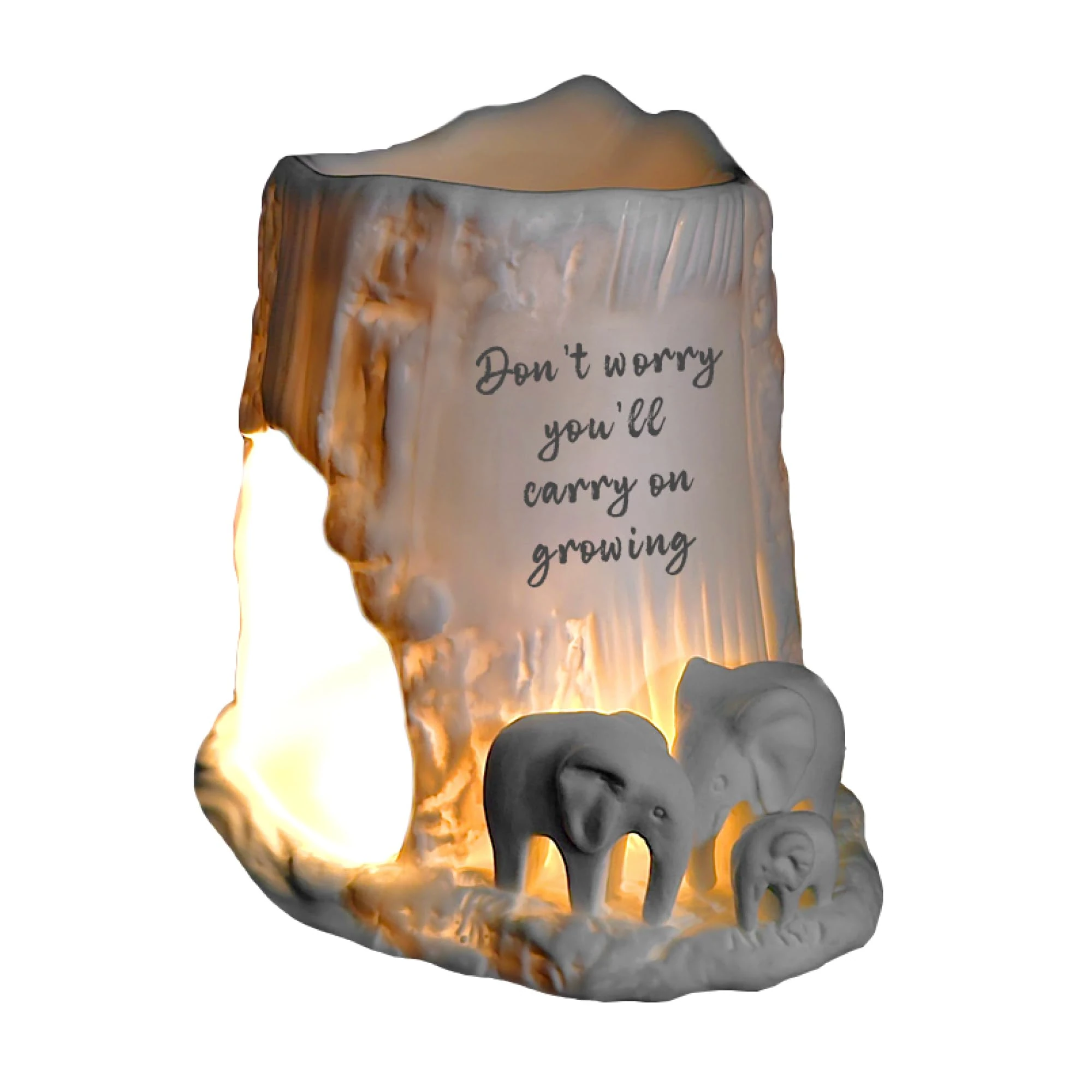 Cello Elephant Tealight Burner - Stunning Porcelain Decor, Wax Melt & Oil Burner. 'Don't Worry, You'll Carry On Growing' Ornament. Gifts for Women