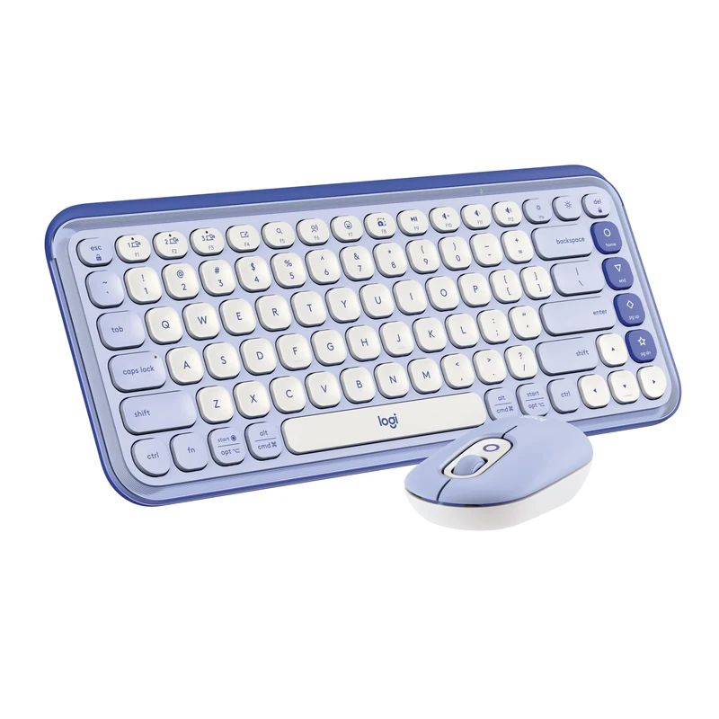 Logitech POP ICON COMBO, Bluetooth keyboard and mouse combo, comfortable typing, programmable keys and buttons, quiet clicks, Easy-Switch up to 3 devices - Lilac