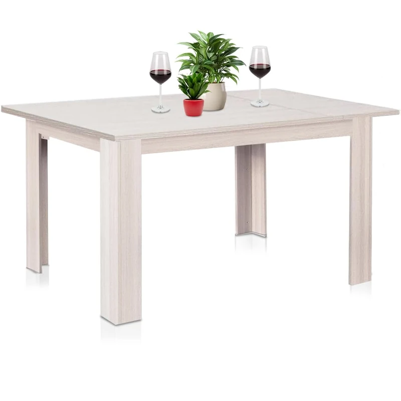 Shally Dogan Elmo Extendable Dining Room Table from 90 x 60 cm to 120 x 60 cm, Modern Design, Extendible Space-Saving, Ideal for Dining Room, Living Room, Kitchen, Interior Furniture (Elm)