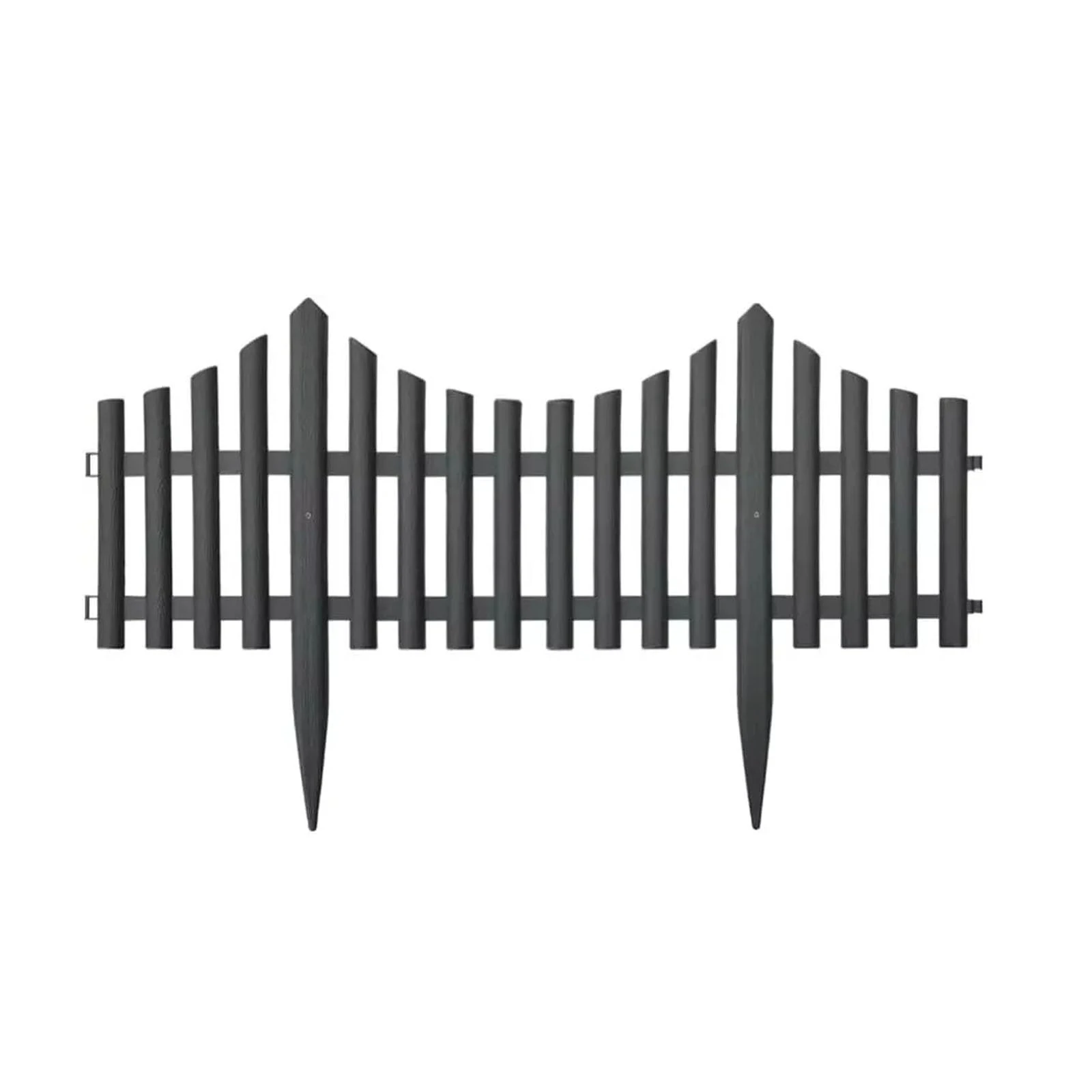 Lawn Border Edge Fence Pack of 10 Plastic Wooden Effect Edging Picket Garden | Decorative Garden Ornamental Edging Border Lawn Picket Fence Landscape Path Panels (BLACK)