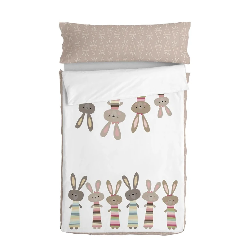 HappyFriday Moshi Moshi Rabbit Family Duvet Cover with Filling, Multi-Colour, 105 x 200 cm