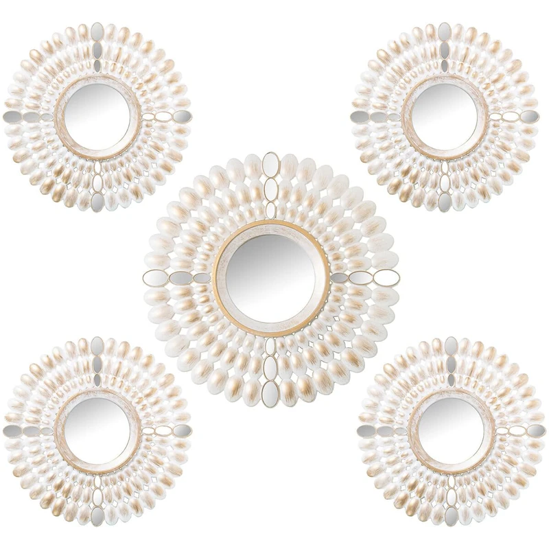 Alexandra House Living Mirror Set White Gold Plastic 2 x 79 x 48 cm Round - Image 1