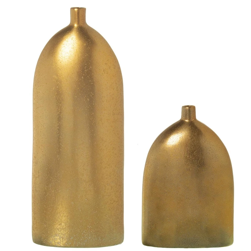 Alexandra House Living Set of 2 Golden Ceramic Vases 16 x 20 x 52 cm (2 Pieces)