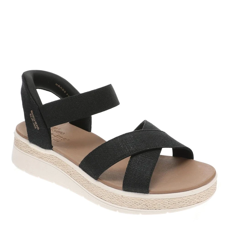 Skechers Women's Bobs Sun Ray-Bright Take Hands Free Slip-ins Sandal, Black White, 5 UK