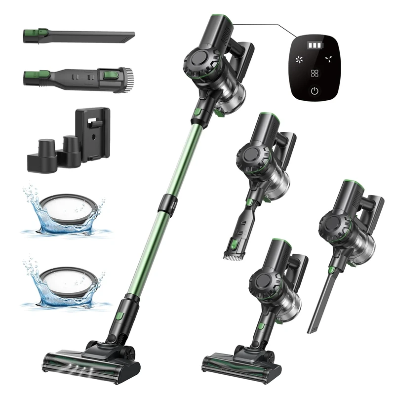 Vexilar Cordless Vacuum Cleaner,35000Pa Powerful Stick Vacuum with Touch Display, Self-Standing Design, Detachable Battery Handle, Lightweight Vacuum for Hard Floor Carpet Pet hair