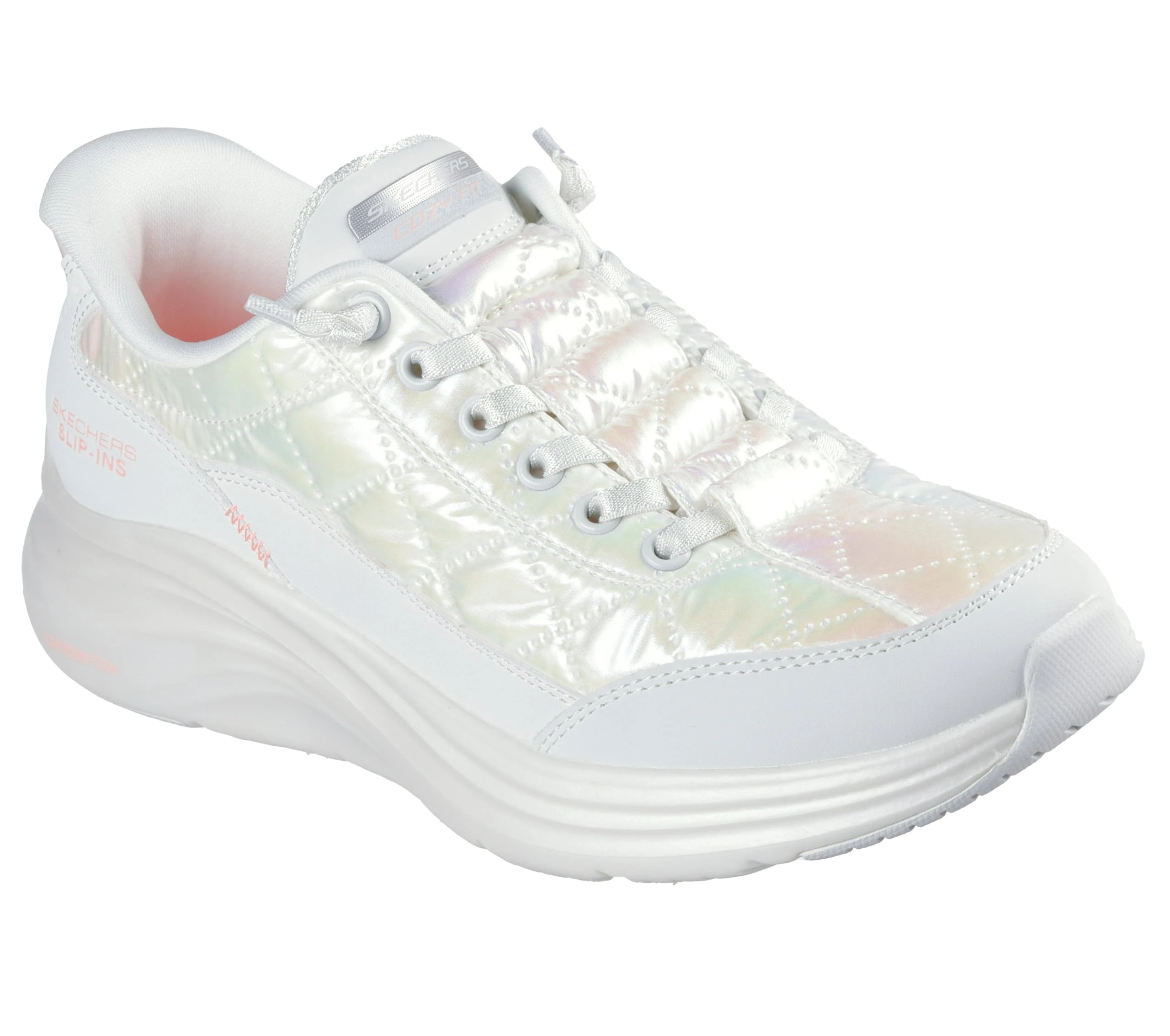 Skechers Women's Vapor Foam Hands Free Slip-ins Sneaker, White/Multi, 4 UK