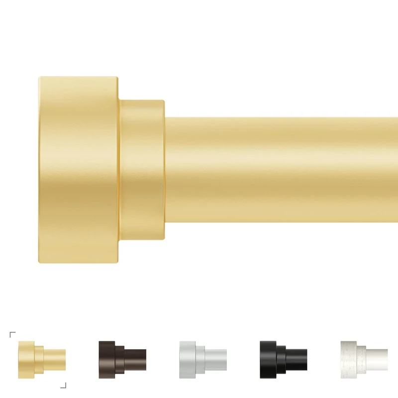 Extra Long Curtain Rods 120-240 Inch(10-20ft), 1Inch Gold Adjustable Heavy Duty Decorative Window Curtain Rods for Bedroom