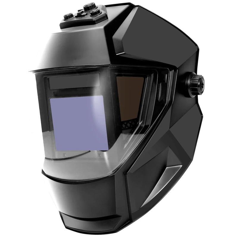 HYCHIKA Welding Mask Auto Darkening - Large View 10x9cm Welding Helmet, Solar Powered Welding Mask with Replaceable Battery, 4 Premium Sensors Wide Shade 4/5-9/9-13 Welding Cap for TIG MIG ARC CUT