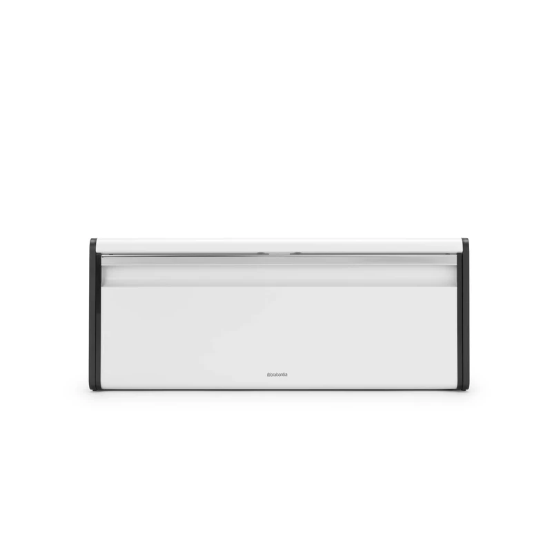 Brabantia Fall Front Bread Bin – Large Countertop Storage Box for Bread, Bagels, Rolls – Space-Saving Design with Flat Top – White