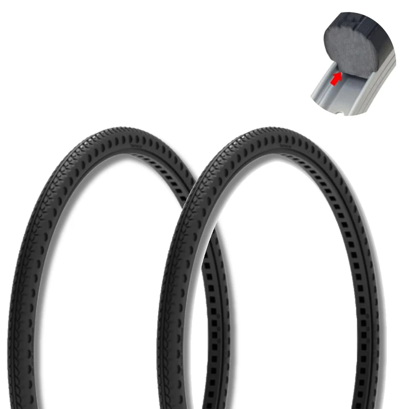 2 Solid Tires 24x 1 3/8 Rubber Full Honeycomb for Wheelchair Disabled Bicycle Pram Tires Anti Drilling - Image 1