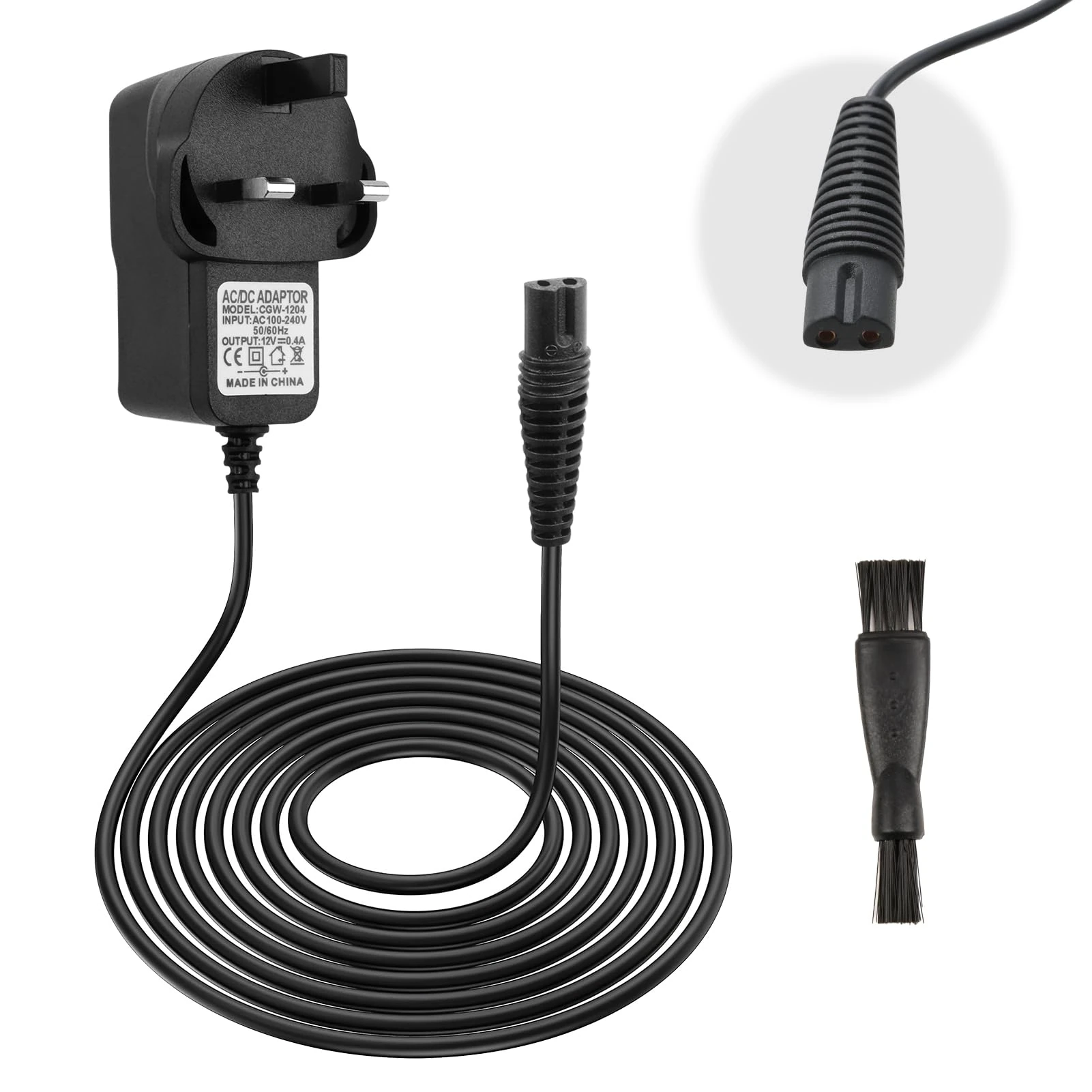 12V for Braun Shaver Charger Cable Series 3, 5, 9, 7, 1 Beard Trimmer and Epilator Silk-Epil 9, 7, 5, Electric Razor 3 Pin Charging Cable UK Plug for 5544, 3040S, 5409, 7220, 5377