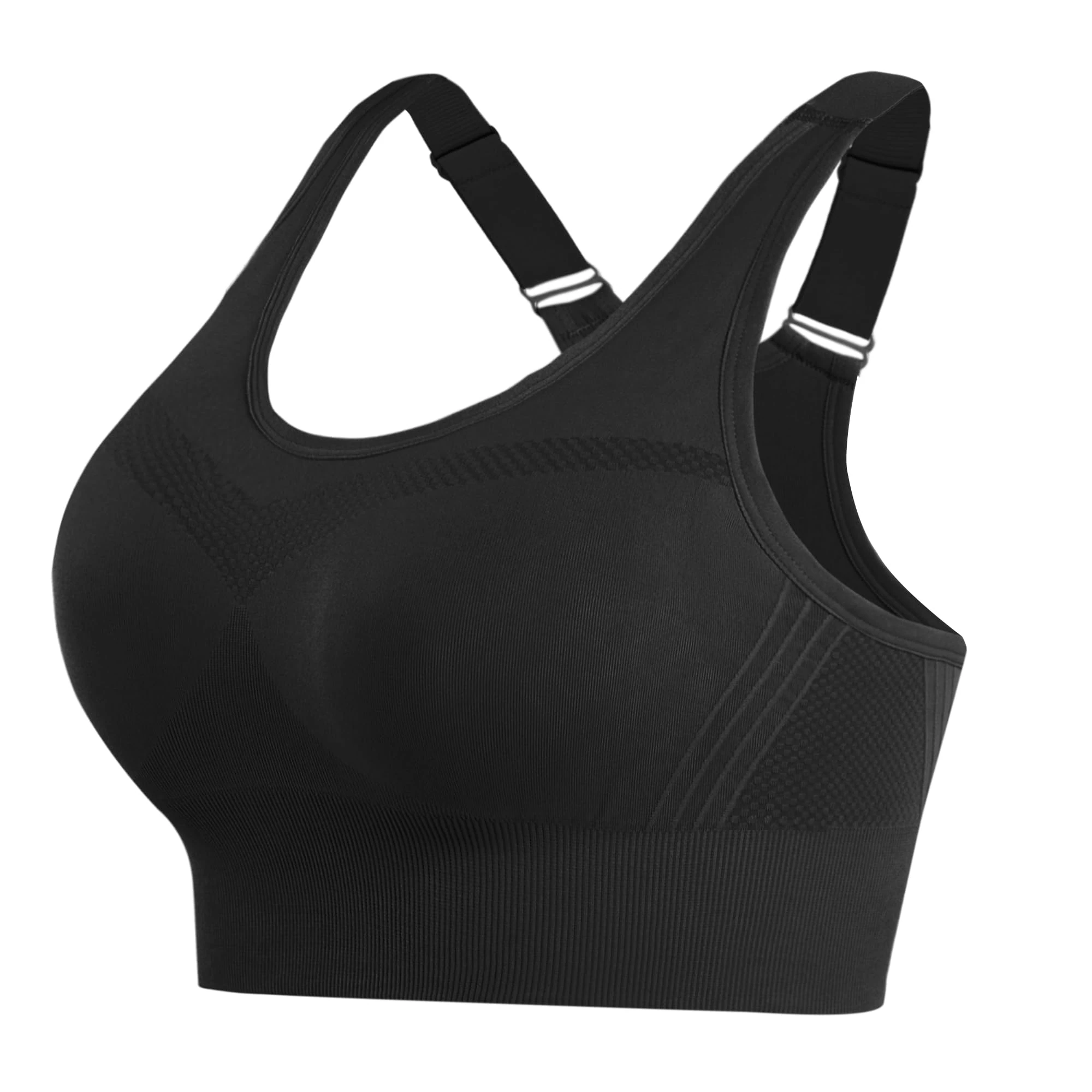 Litherday Women's Sports Bra Max Control Solid High Impact Wirefree Sports Bras for Women Removable Padding Yoga Gym Running Crop Top Black