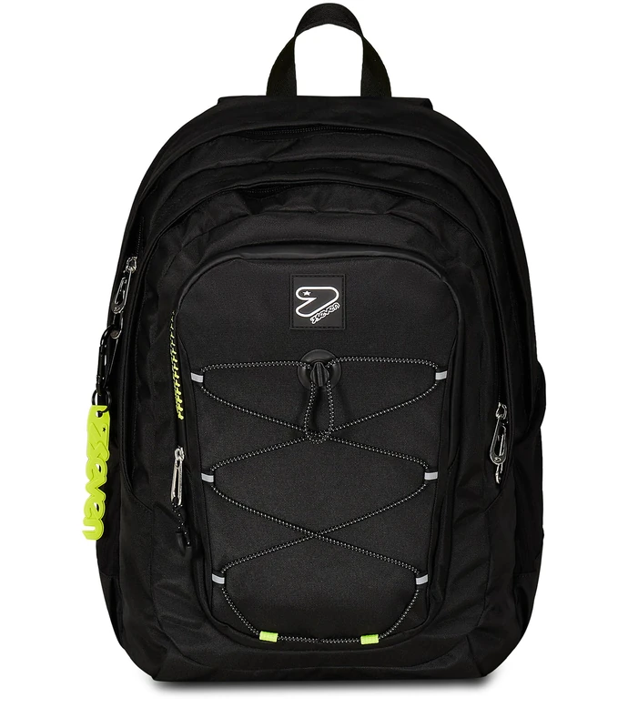 Seven Tech School Backpack, Black, Double Compartment with PC Pocket and Bottle Pocket, Black, Taglia unica, modern