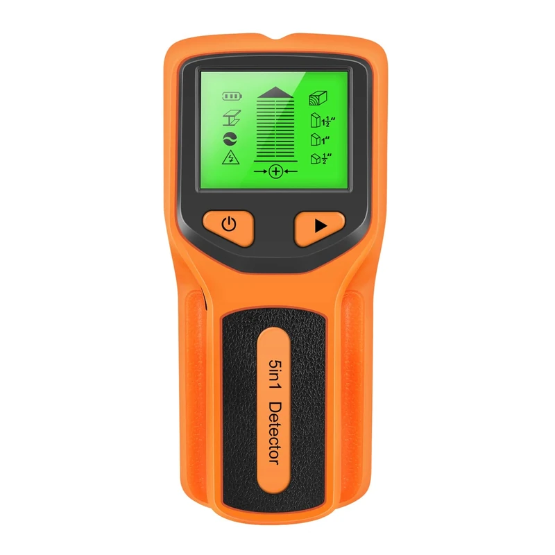Bidbory Stud Finder Wall Scanner, 5 in 1 Electronic Stud with LCD Display for Wood Metal and AC Wire Detection (Yellow)