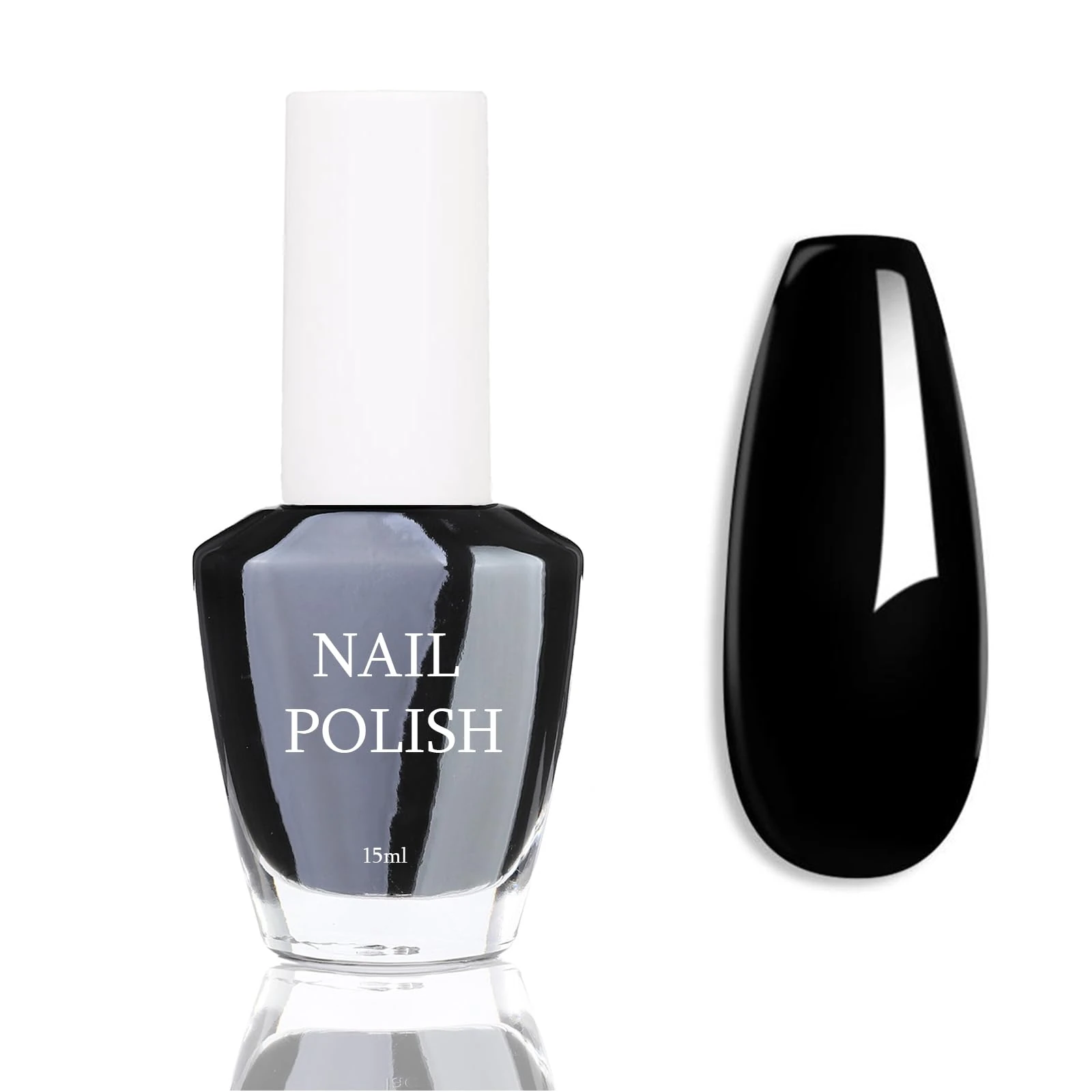 Black Nail Polish - Pure Black Varnish - Deep Color, Long Lasting, Chip Resistant & Quick Drying for DIY Nail Art Manicure at Home