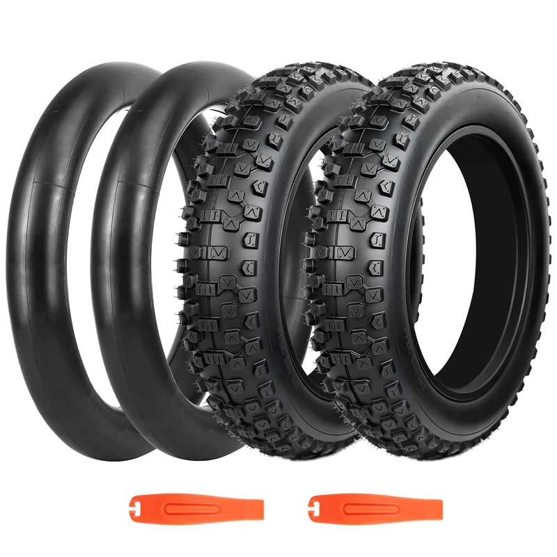 BALINGE 2 Pack Fat Tire for Ebike Mountain Bike Heavy Duty High-Performance Wear-Resistant E-Bike Mountain Snow Bike Tire 20" x 4"，Black，2 Tires 2 Tubes 2 levers